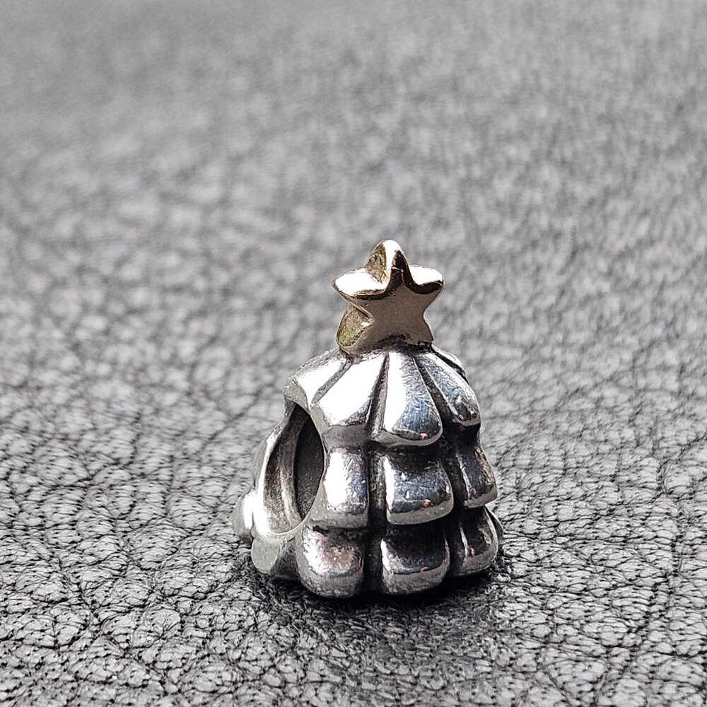 Pandora Sterling Christmas Tree Charm with 14K Gold Star (Retired) - Picture 2 of 6